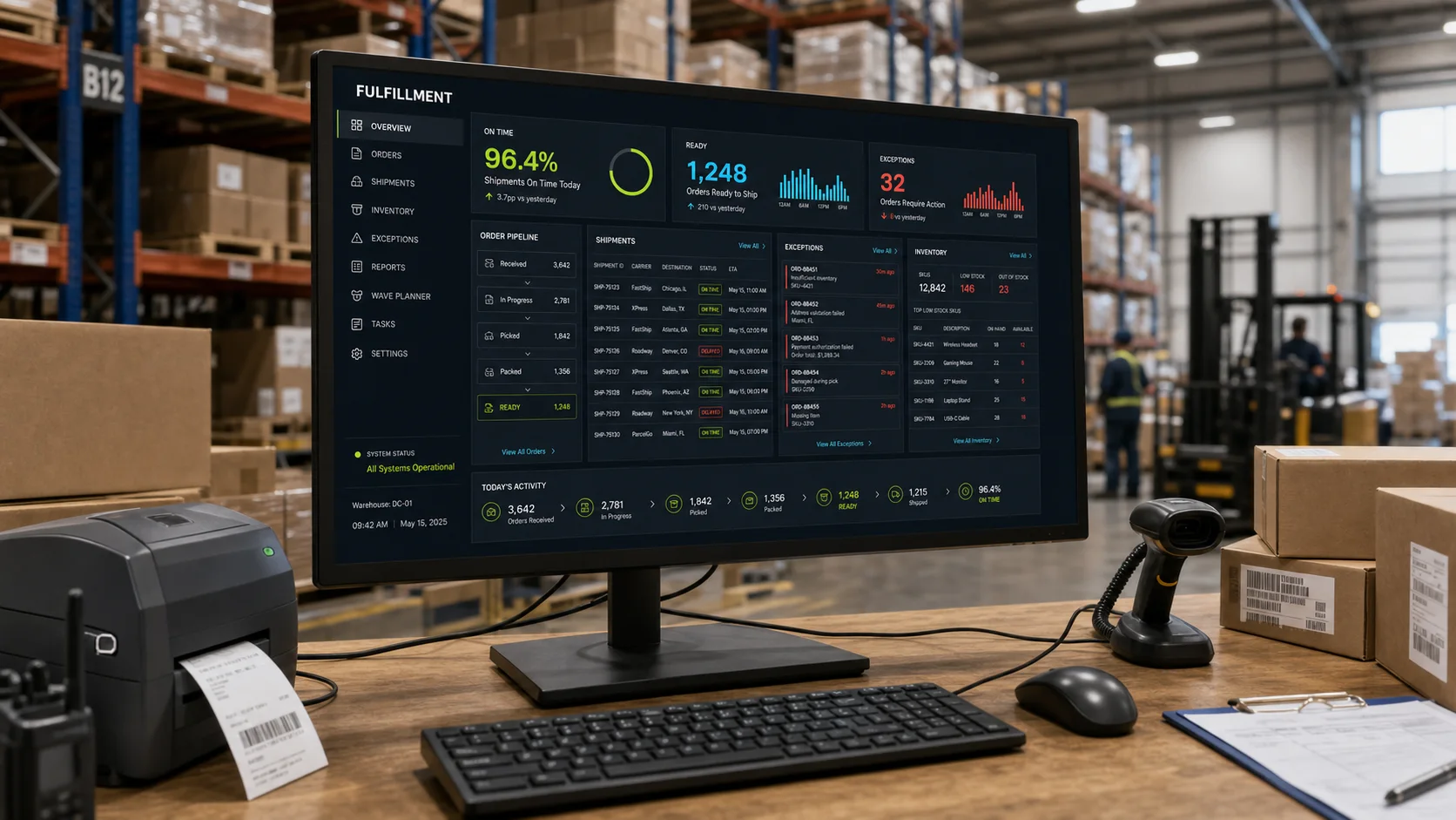 Warehouse fulfillment software in its working environment